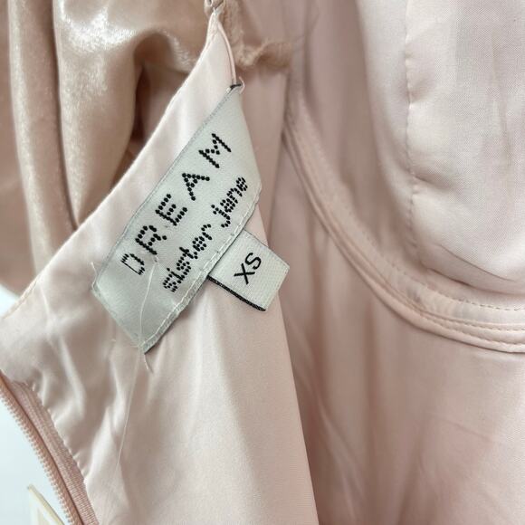 Sister Jane | NWT Bow Maxi Dress in Rose Quartz Puff Sleeve Satin Twill XS - Picture 5 of 16